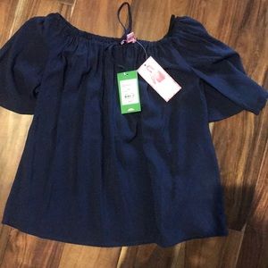 Lilly Pulitzer off the shoulder navy top XXS